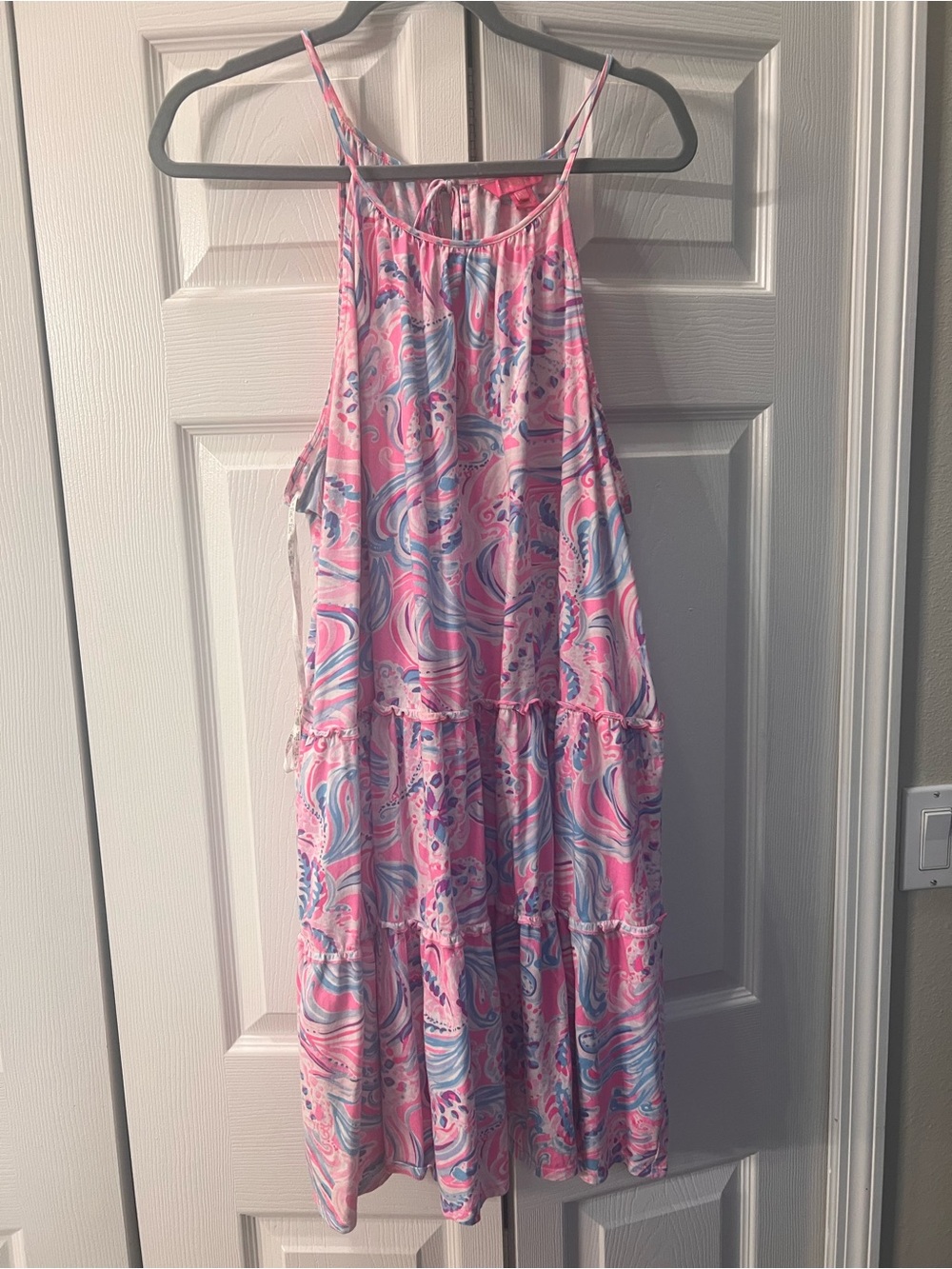 Lilly Pulitzer Pink Blue Swirl Halter Sundress